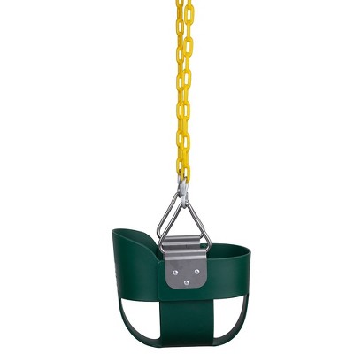 Green High Back Toddler Bucket Swing with Coated Chains