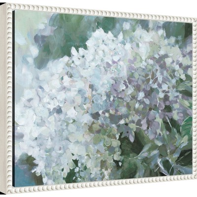 Sylvie Beaded White Framed Hydrangea Canvas Wall Art