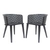 Set of 2 Outdoor Patio Dining Chair with Armrest,All-Weather Outdoor ArmChairs with Metal Frame for Backyard or Balcony-Maison Boucle - 3 of 4
