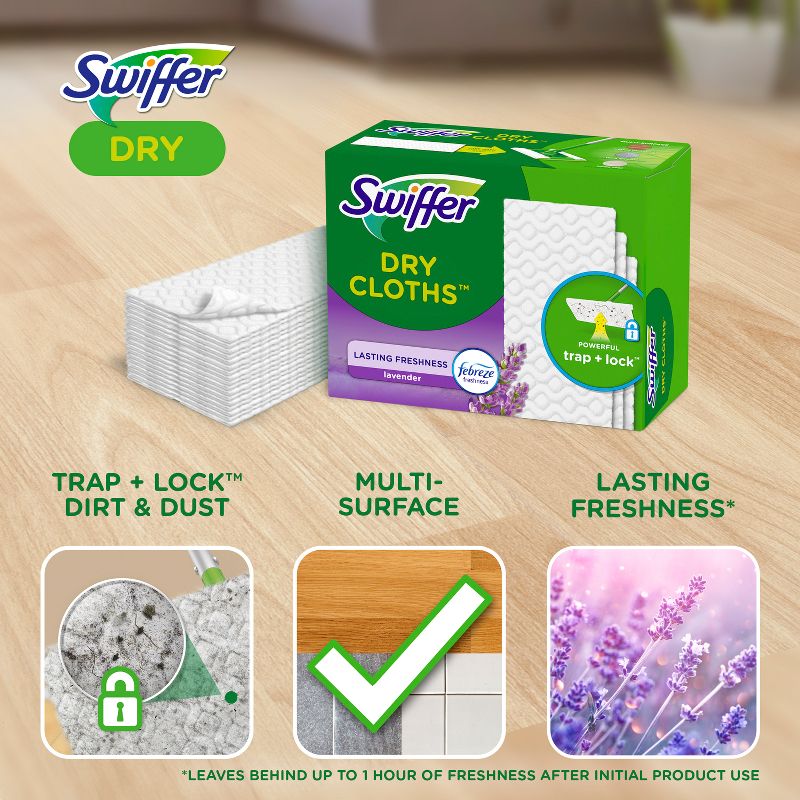 Swiffer Sweeper Dry Sweeping Pad, Multi-Surface Refills for Dusters Floor Mop - Lavender - 32ct, 4 of 18