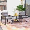Costway 3 PCS Outdoor Conversation Set with 2-Layer Side Table Acacia Wood Armrests - 4 of 4