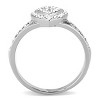 Slickblue Women’s Stainless Steel Ring, Pave Crystal, High Polished Heart Design, Clear, Sizes 5-10 - 3 of 4