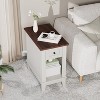 Farmhouse End Table with Charging Station & Storage - White + Brown, 23.6" x 14" x 24" - 4 of 4