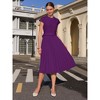 INSPIRE CHIC Women's Mock Neck Cap Sleeve Belted A-Line Midi Pleated Dresses - 3 of 4