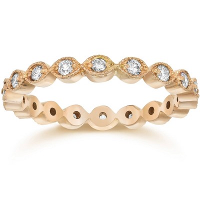 Pompeii3 1/3ct Stackable Lab Created Diamond Wedding Eternity Ring 14K Rose Gold