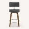 Bekrvio 26" Swivel Counter Height Bar Stools, Faux Leather Upholstered with Back, Walnut Wood Legs, Mid Century Kitchen Island Counter Chairs - 4 of 4
