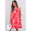 Amaryllis Women’s Sleeveless A-Line Mini Dress Retro Abstract Swirl Print Lightweight with Side Pockets - 4 of 4