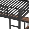 TopComfy Beds Queen Size Loft Bed Frame with Built in Wardrobe Metal Loft Bed with Desk and Storage Shelves for Bedroom, Brown, 63.78"*68.5"*163.58" - 3 of 4