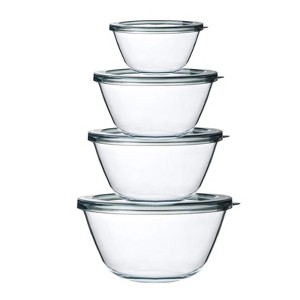 Itopfox Glass Mixing Bowls with Lids, 4-Piece Set for Meal Prep, Food Storage, Cooking, Baking, BPA-Free, Nesting Bowls - 1 of 4