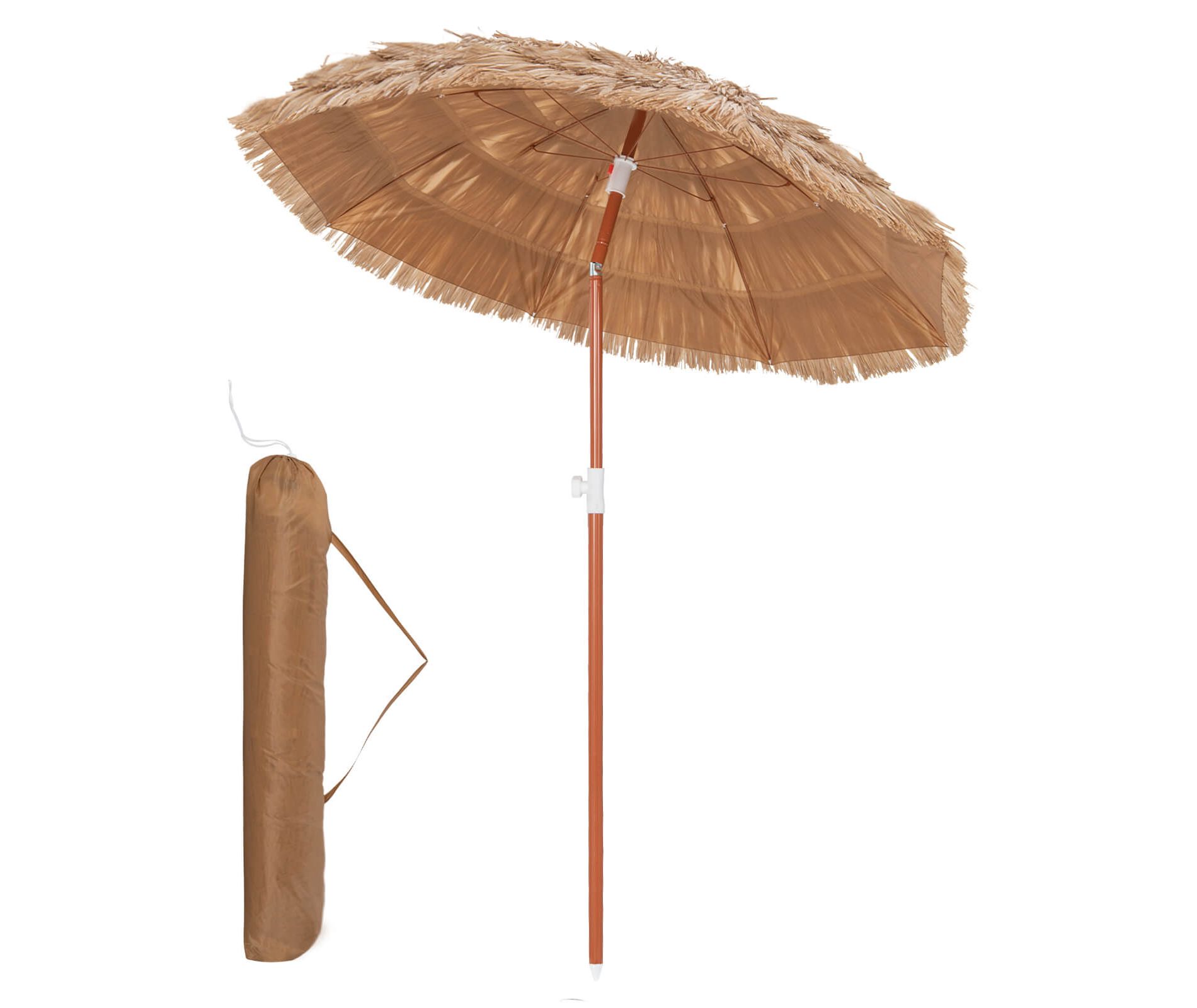 Costway Patio 6FT Tropical Thatched Tiki Beach Umbrella Portable Outdoor Market Tilt