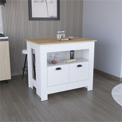 LunaLulinlk Kitchen Island Two Door Cabinet and Shelf