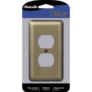 Amerelle Devon Brushed Brass 1 gang Stamped Steel Duplex Wall Plate 1 pk - 1 of 1