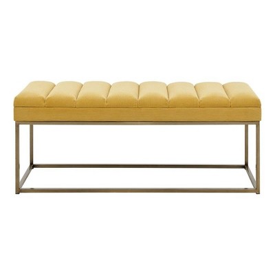 Darius 48'' Montello Yellow Polyester Bench with Brushed Gold Steel Base