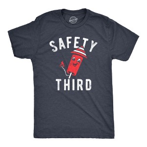 Mens Safety Third T Shirt Funny Fourth Of July Fireworks Dangerous Joke Tee For Guys - Crazy Dog Men's T Shirt - 1 of 4