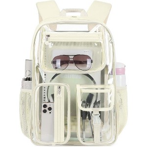 Heavy Duty Clear Backpack, TPU Stadium Bookbag for Sports Events & Travel, Large Capacity Grey See-Through Bag - 1 of 4