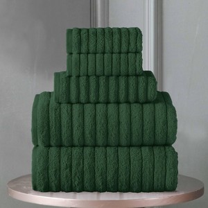 BAGOKIE 100% Turkish Cotton Corduroy Ribbed Bath Towels 6-Piece Set - 1 of 4