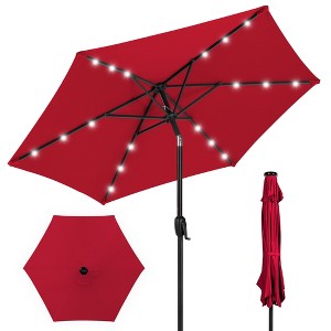 Best Choice Products 7.5ft Outdoor Solar Patio Umbrella for Deck, Pool w/ Tilt, Crank, LED Lights - 1 of 4