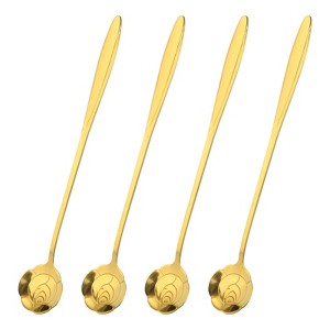 Unique Bargains Reusable Stainless Steel Long Handle Teaspoon for Stirring Cocktail 4 Pcs - 1 of 4
