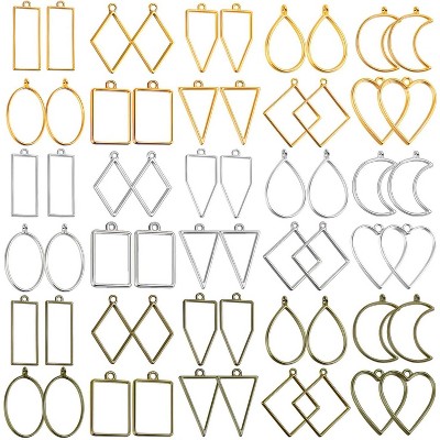 JDICTION 60Pcs Hollow Frame Pendants - Resin Jewelry Molds for Necklace & Earring Making, Craft Bezels Supplies
