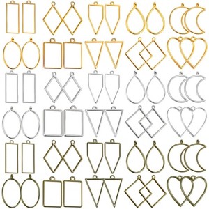 JDICTION 60Pcs Hollow Frame Pendants - Resin Jewelry Molds for Necklace & Earring Making, Craft Bezels Supplies - 1 of 4