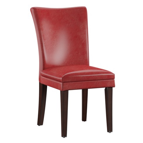 Set Of 2 Nosse Parson Dining Chairs, Red Leather Dining Chairs With Arms