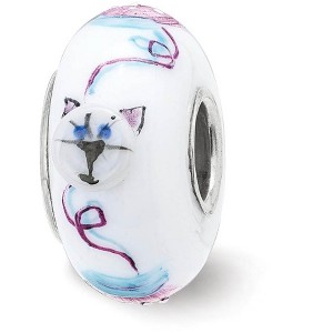 Black Bow Jewelry Fenton Sterling Silver Hand Painted Mittens 3D Glass Bead Charm - 1 of 4