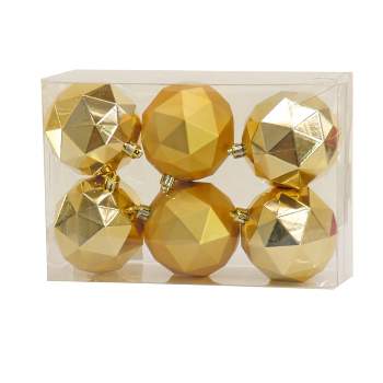 National Tree Company First Traditions Christmas Tree Ornaments, Metallic and Matte Yellow Gold, Set of 6