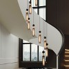BAOURE 25in Black and Gold Linear Pendant Light with Cylindrical Mesh Shades, 3 Light Modern Chandelier for Dining Room Kitchen Island Living Room - 3 of 4