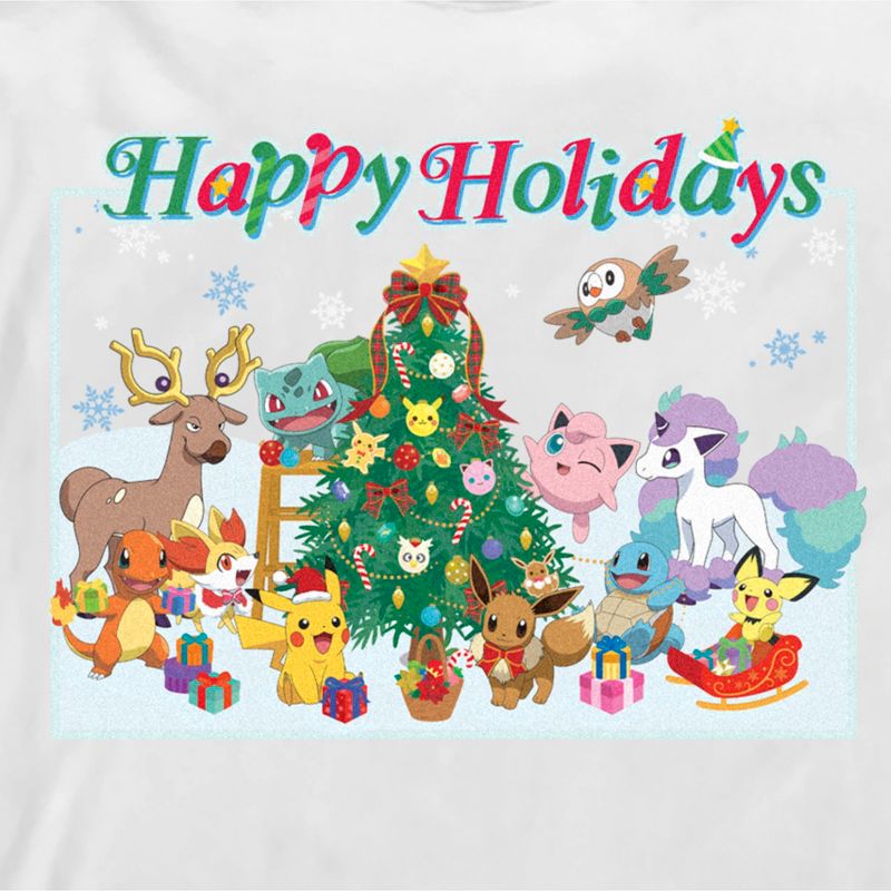 Men's Pokemon Happy Holidays Crew Long Sleeve Shirt, 2 of 5