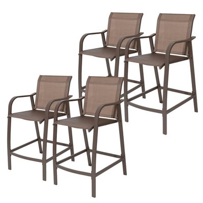 4pc Outdoor Counter Height Bar Stools - Brown/Black - Crestlive Products