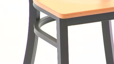 Black Metal and Wood Slat Back Side Chair