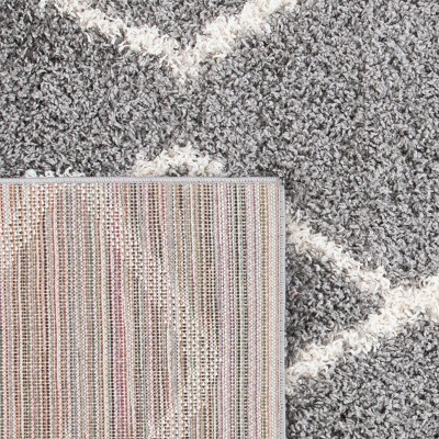 Venus 4' x 6' Ivory and Grey Geometric Shag Rug