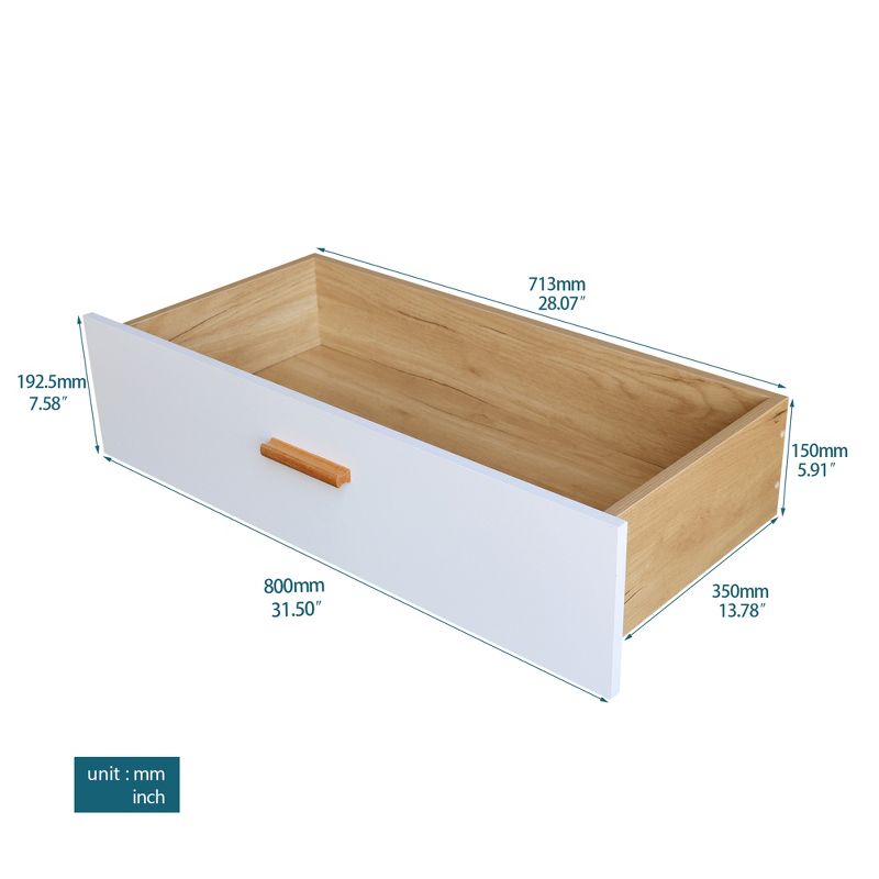 Modern 4 Drawer Dresser with Solid Wood Legs and Handles, White + Oak - ModernLuxe, 4 of 13