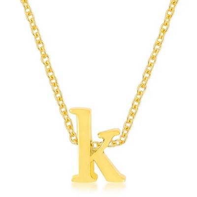 ShineHigh Gold Plated Stainless Steel Lowercase Initial Pendant Necklace with 18" Chain + 2" Extender – Letters B to Z