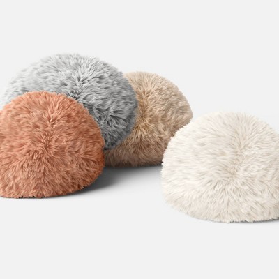 Long Faux Fur Round Throw Pillow Threshold