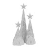 Hachikiko Set of 3 Silver Foil Christmas Trees with Star Toppers - 16", 12" & 8.8" White Resin Holiday Decor - 3 of 4