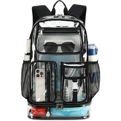 Heavy Duty Clear Backpack, TPU Stadium Bookbag for Sports Events & Travel, Large Capacity Grey See-Through Bag