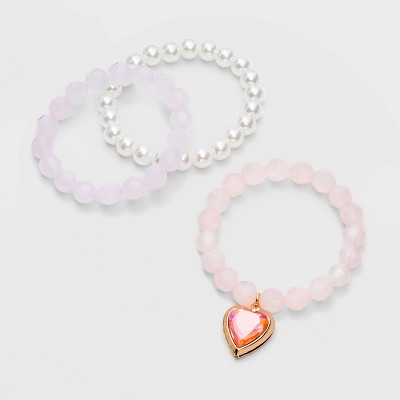 Girls' Heart Beaded Locket Bracelet - Cat & Jack™