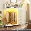 Besiost Dresser for Bedroom with Clothes Rack & Shelves, 5 Drawers Dresser with Charging Station - 4 of 4