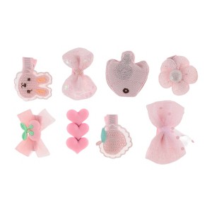 Unique Bargains Girl's Cute Fish Flower Style Hair Clips Pink 8 Pcs - 1 of 3