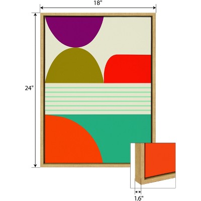 Set of 2 Multicolor Abstract Canvas Prints with Natural Frames