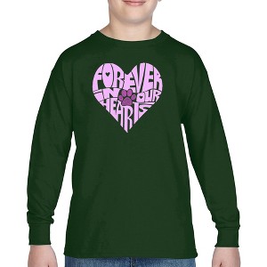 LA Pop Art Forever In Our Hearts - Boy's Word Art Long Sleeve T-Shirt - 1 of 4