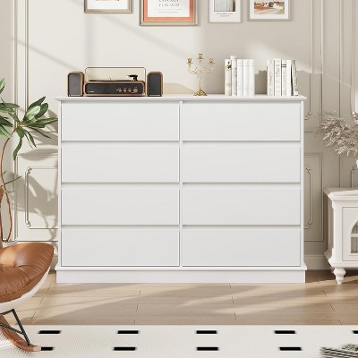 8 Drawer Dressers for Bedroom, Chest of Drawers with Deep Drawers, Large Double Dresser for Closet with Wide Top, Horizontal Wooden Dresser
