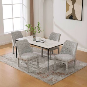 Dolonm Chenille Upholstered Dining Chair with Solid Wood Frame ,Geometric Backrest for Kitchen, Dining Room - 1 of 4