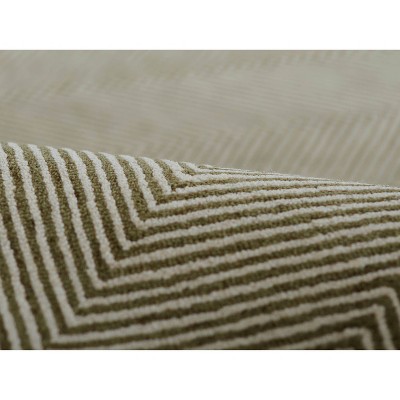 Handmade Green Herringbone Wool Tufted Area Rug 3'6" x 5'6"