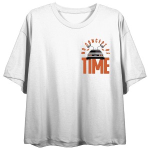 Back To The Future No Concept Of Time Crew Neck Short Sleeve Women's White Crop Top - 1 of 4