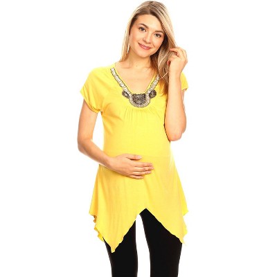 Maternity Myla Embellished Tunic Top - White Mark