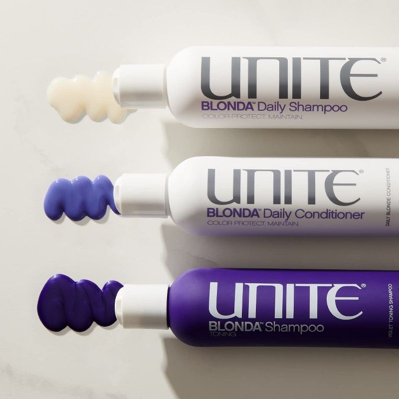 Unite BLONDA Toning Purple Shampoo & BLONDA Daily Purple Conditioner LITER DUO SET (33.8 oz / 1 L) XXL Hair Professional Size Kit, 5 of 7