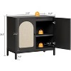 Rattan Buffet Cabinet with Storage Doors and Adjustable Shelf for Living Room and Hallway - 2 of 4