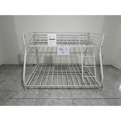 TiramisuBest Metal Bunk Bed Twin Over Full Size with Removable Stairs - White Metal Design
